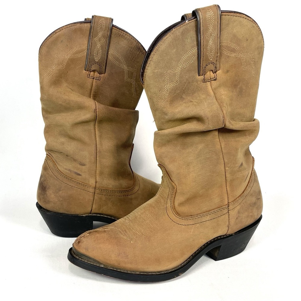 Shyanne Shy Slouch Western Boots Womens 6.5 Tan Nubuck Leather Cowgirl